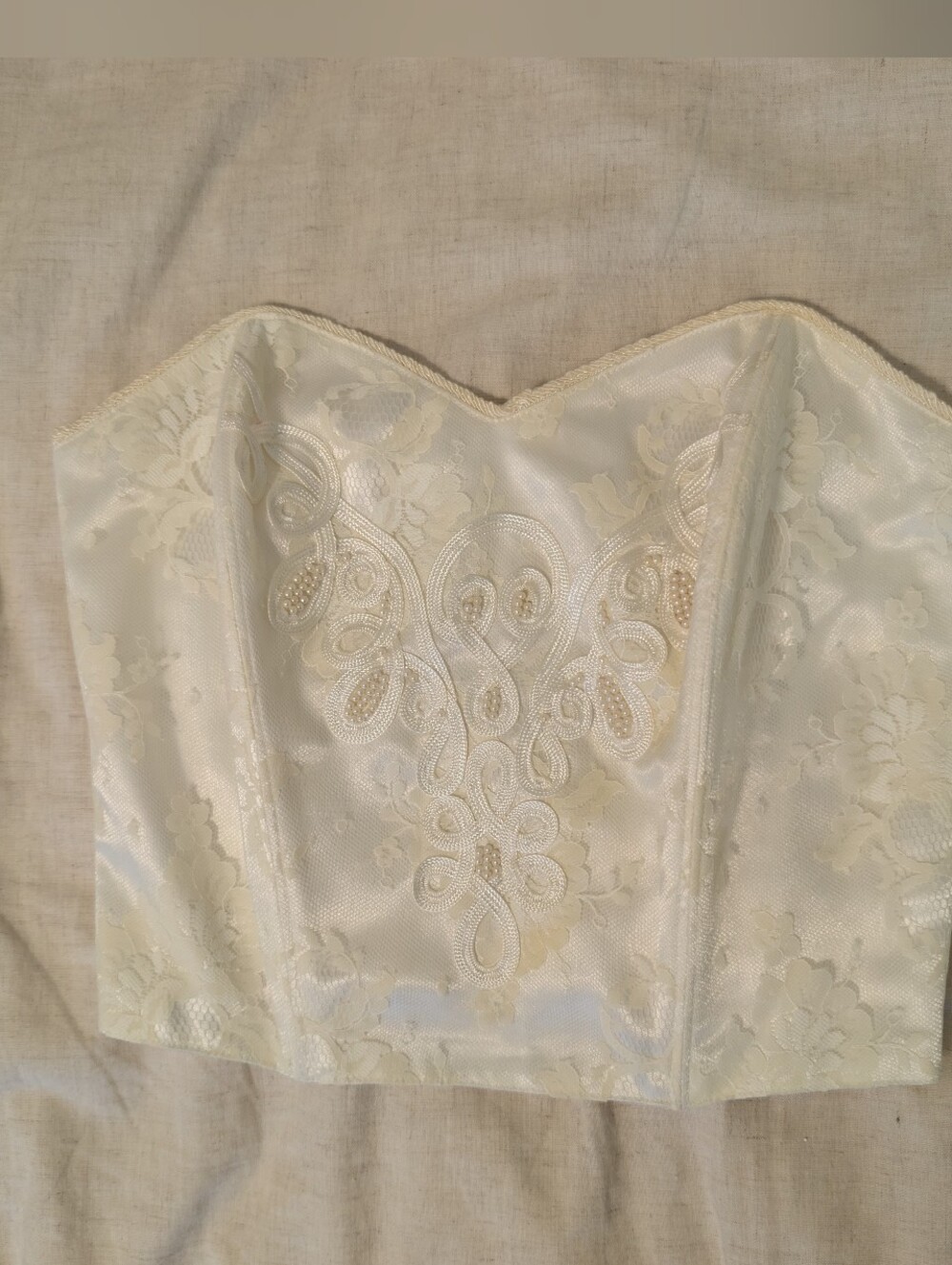 Victoria’s Secret Ivory Satin Lace Corset Bustier Bridal Coquette - S/M